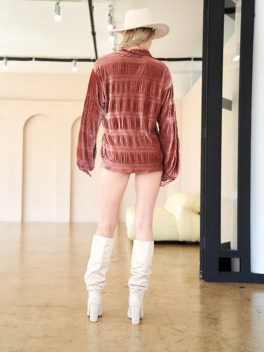 Bold Look, Textured Style Long Sleeve Button Up Shirt