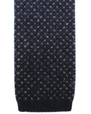 Brunello Cucinelli Square End Knitted Tie Dark Blue Bird Eye - Cashmere FINAL SALE