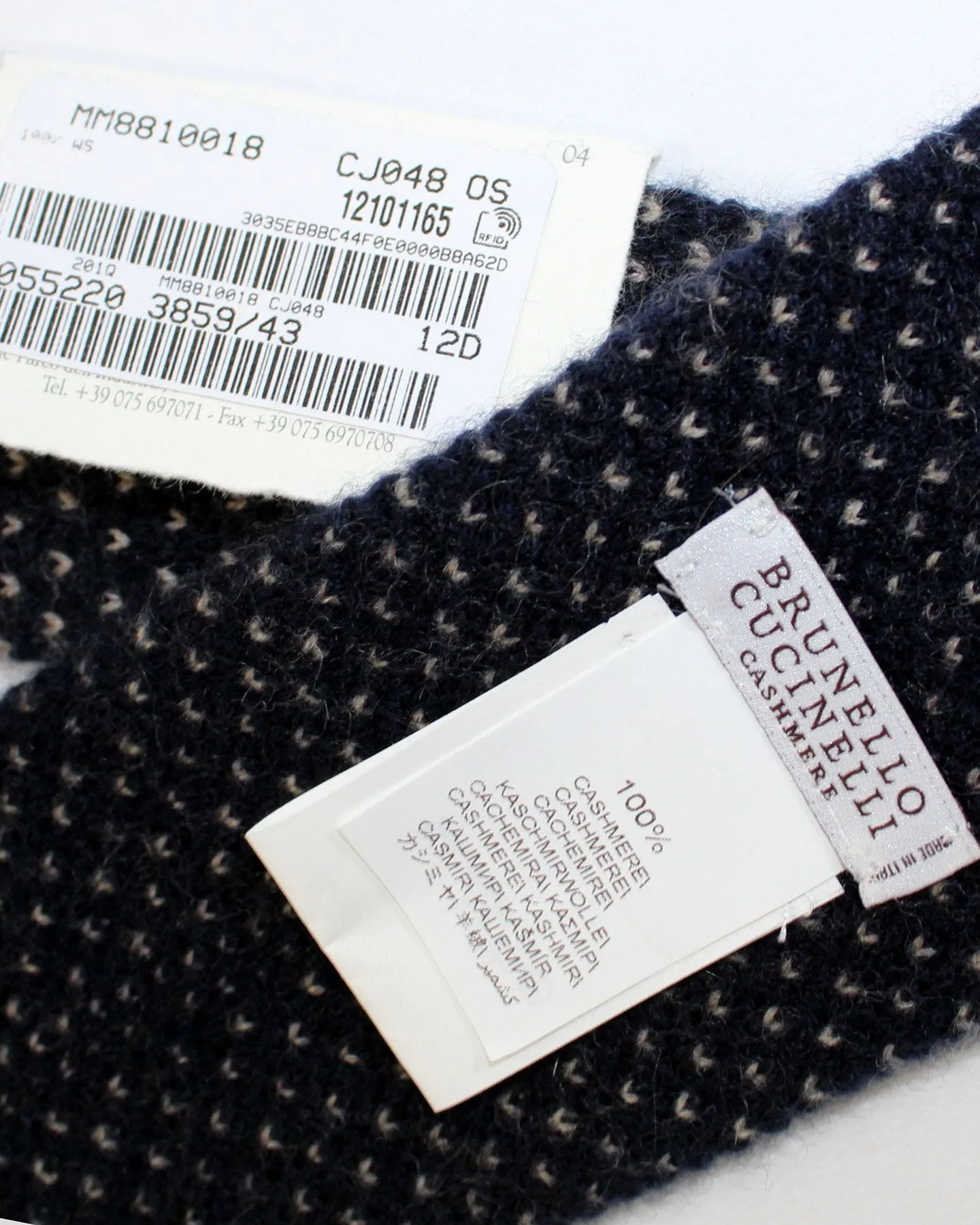 Brunello Cucinelli Square End Knitted Tie Dark Blue Bird Eye - Cashmere FINAL SALE