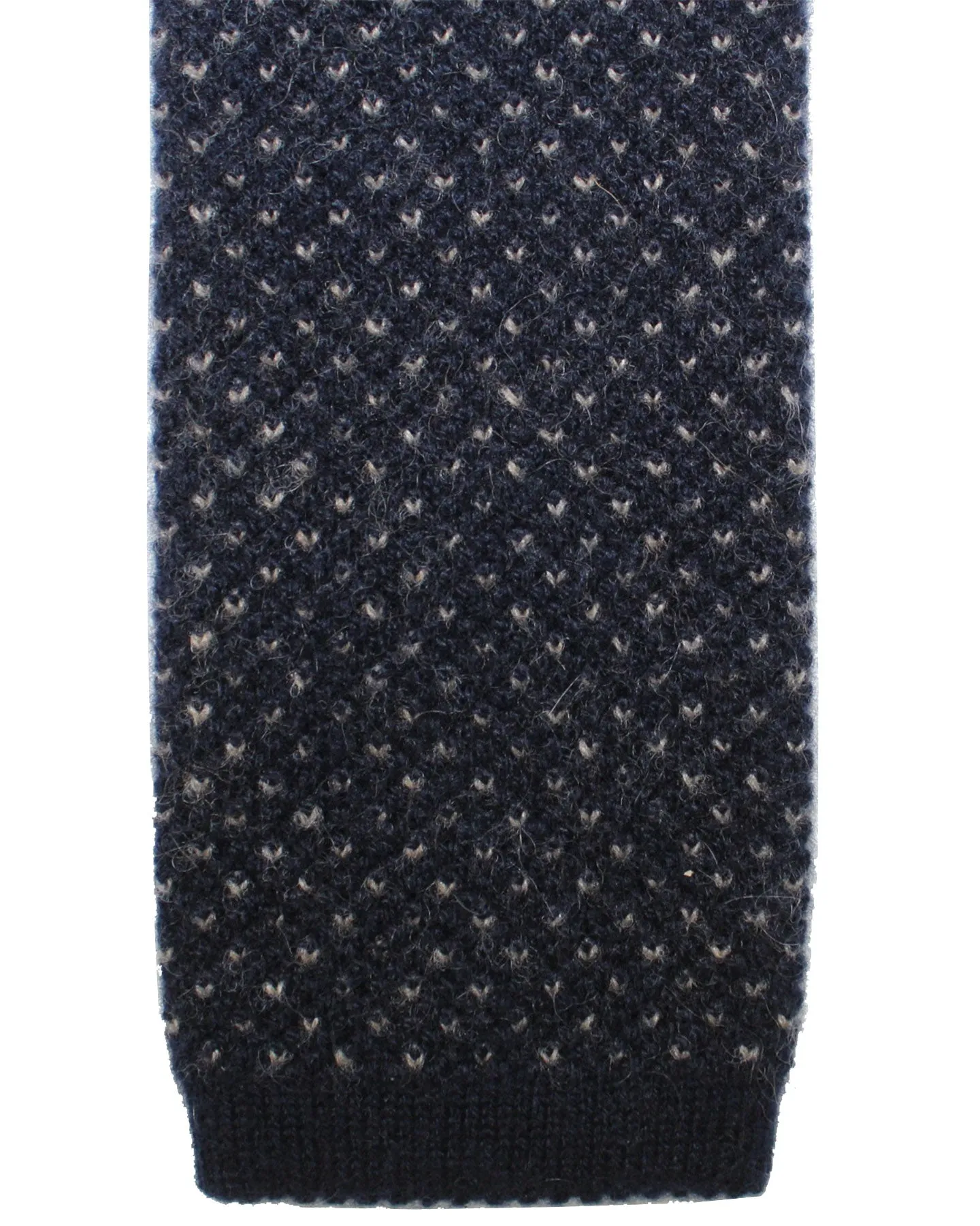 Brunello Cucinelli Square End Knitted Tie Dark Blue Bird Eye - Cashmere FINAL SALE