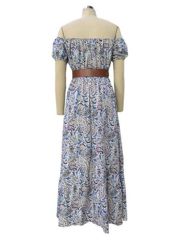 Chic Bohemian Boat Neck Dress - Trendy Women's Fashion Essential