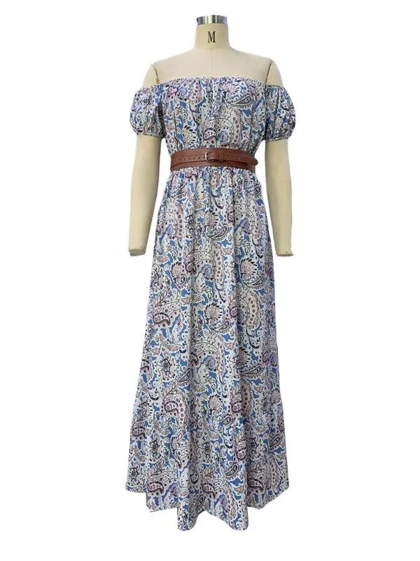 Chic Bohemian Boat Neck Dress - Trendy Women's Fashion Essential