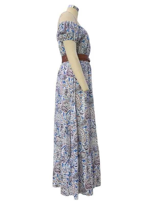 Chic Bohemian Boat Neck Dress - Trendy Women's Fashion Essential