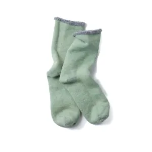 Double Face Cozy Sleeping Socks Extra Fine Merino - Light Green/Gray