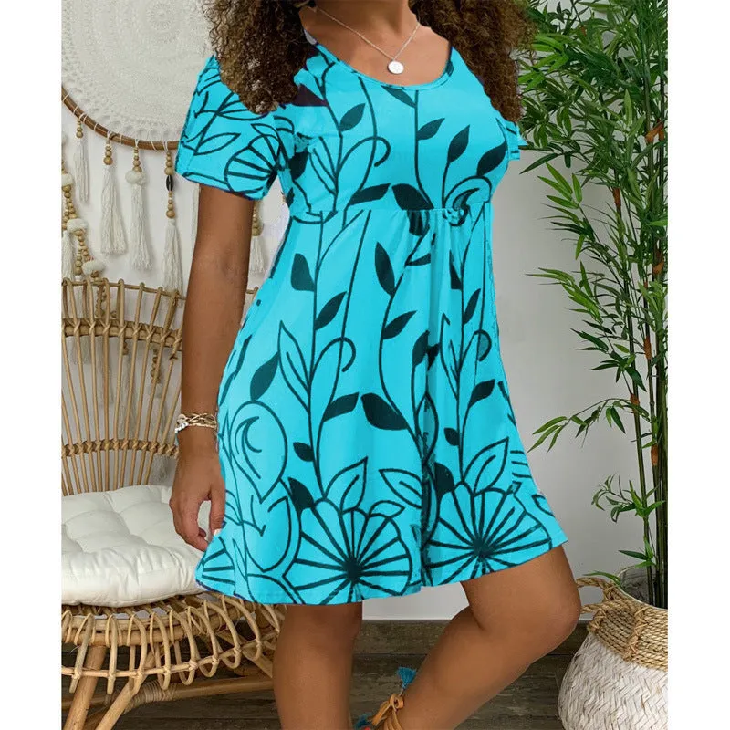 Durable High Waist Trendy Fashion Women's Short-sleeved Dress