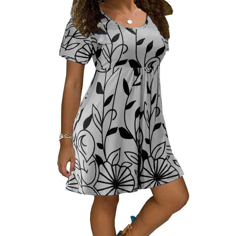 Durable High Waist Trendy Fashion Women's Short-sleeved Dress