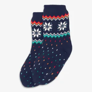 Fleece-lined slipper sock in snowflake fair isle