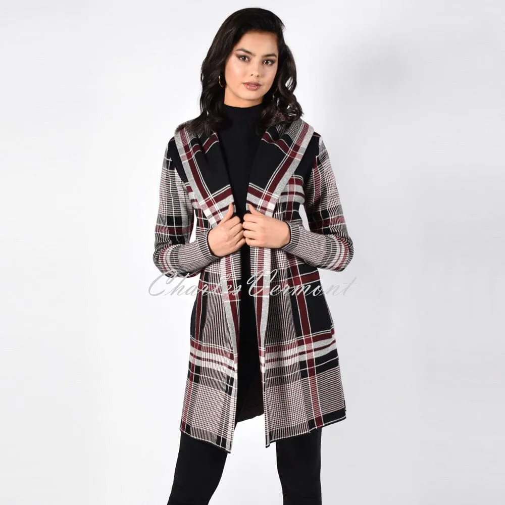 Frank Lyman Hooded Knit Coatigan – Style 213140U (Bordeaux)