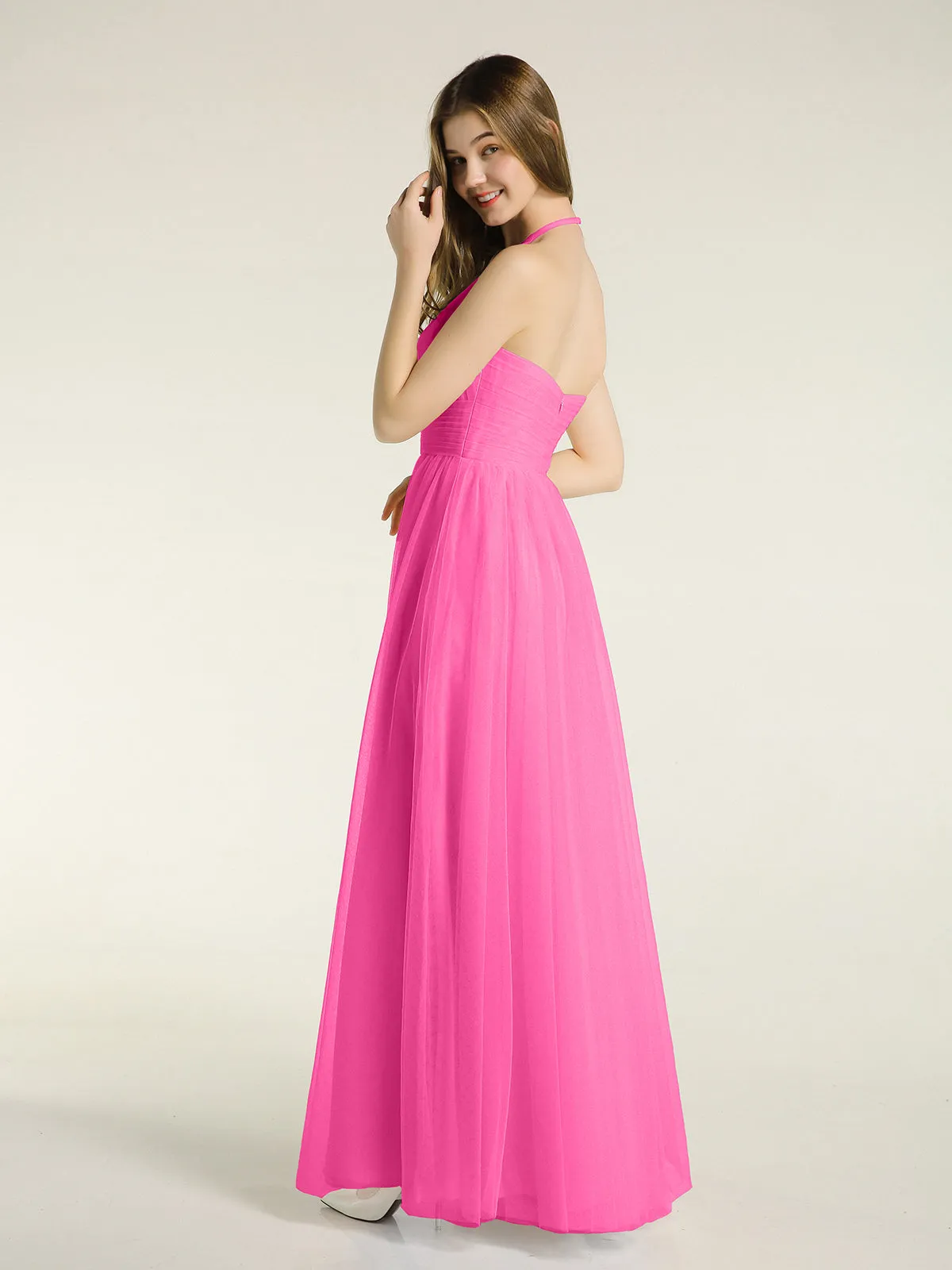 Illusion Neck Corss Waist Tulle Dresses-Azalea