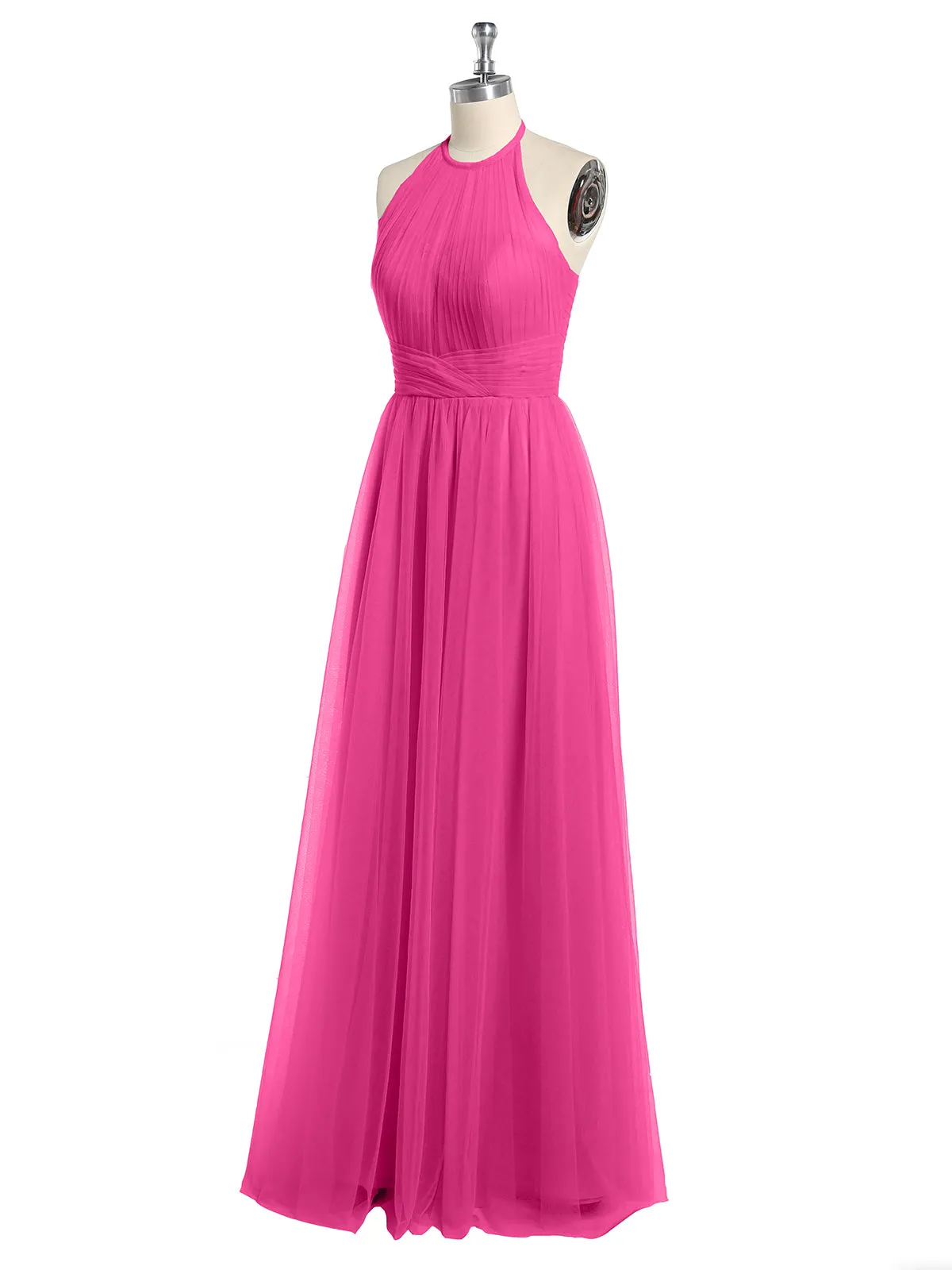 Illusion Neck Corss Waist Tulle Dresses-Azalea