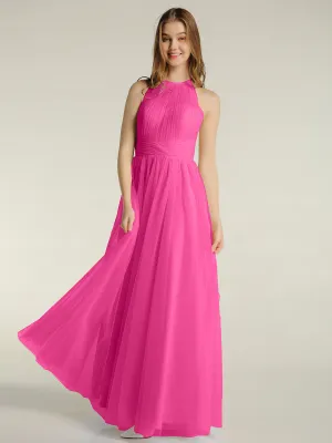 Illusion Neck Corss Waist Tulle Dresses-Azalea