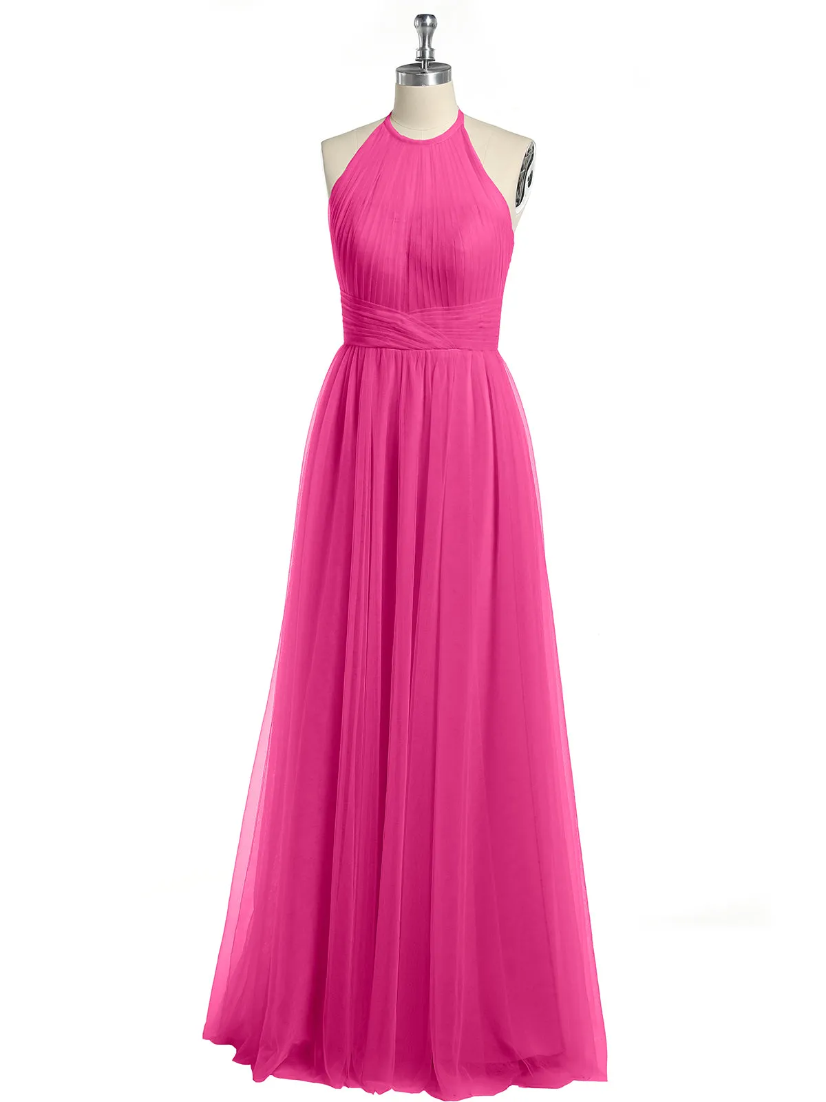 Illusion Neck Corss Waist Tulle Dresses-Azalea