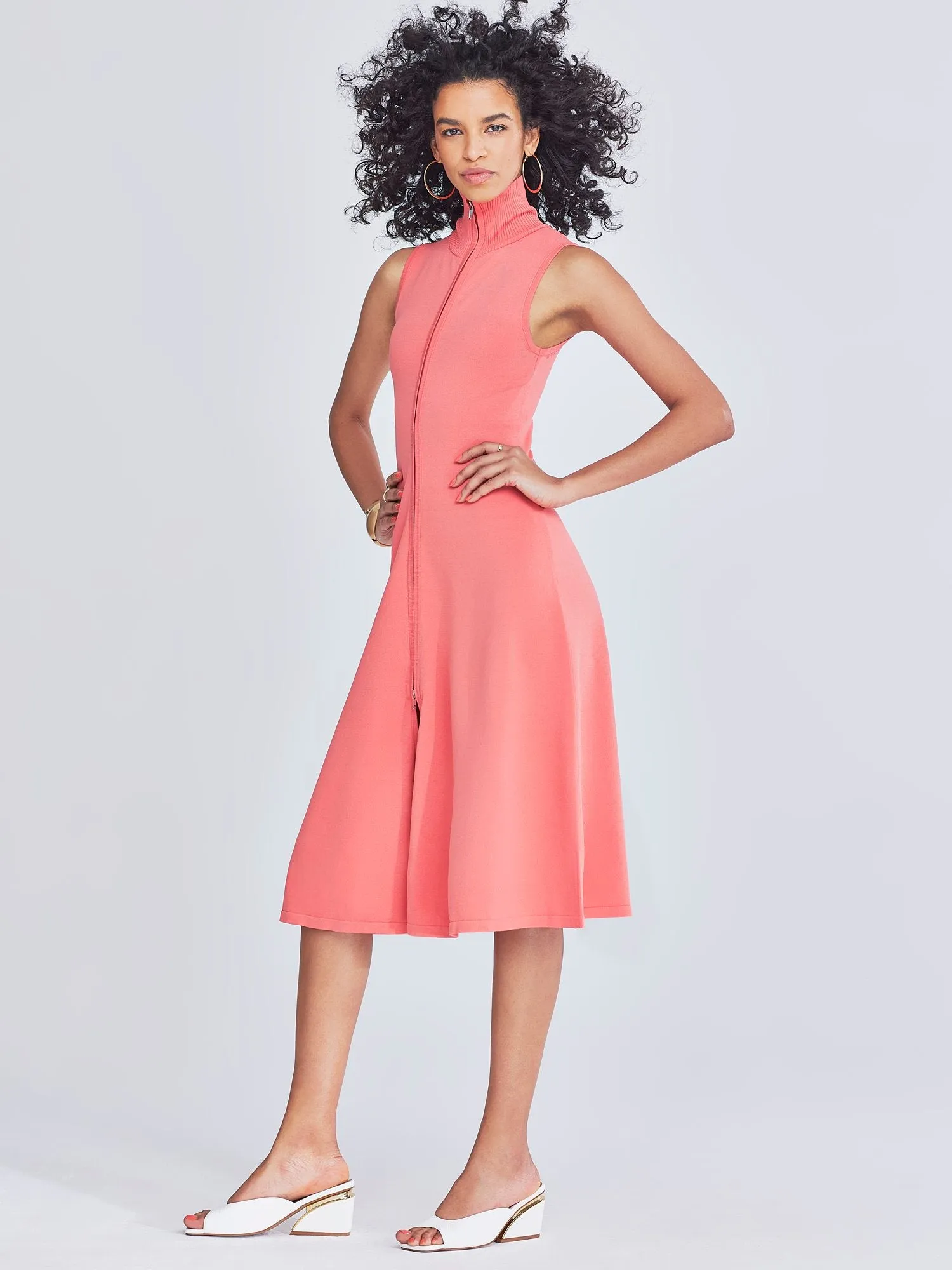 Leticia Zip-Front Flare Dress