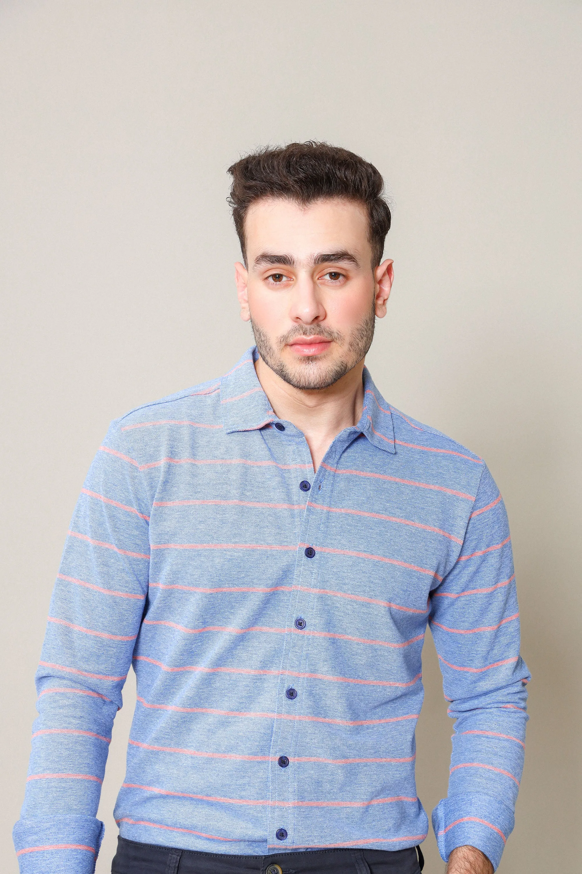 Men Yarn Dyed Button Down Shirt