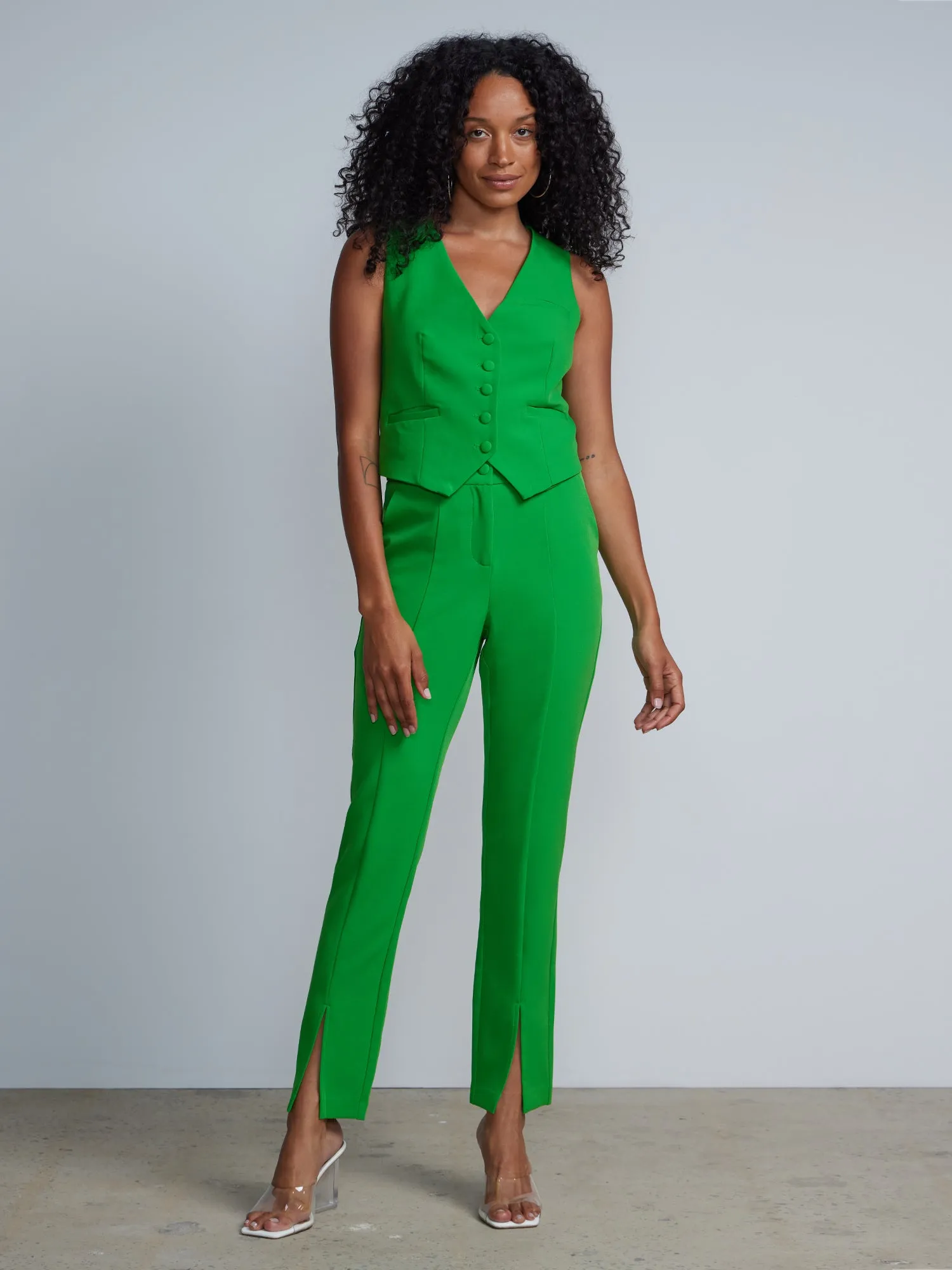 Slit Front Slim Leg Pants