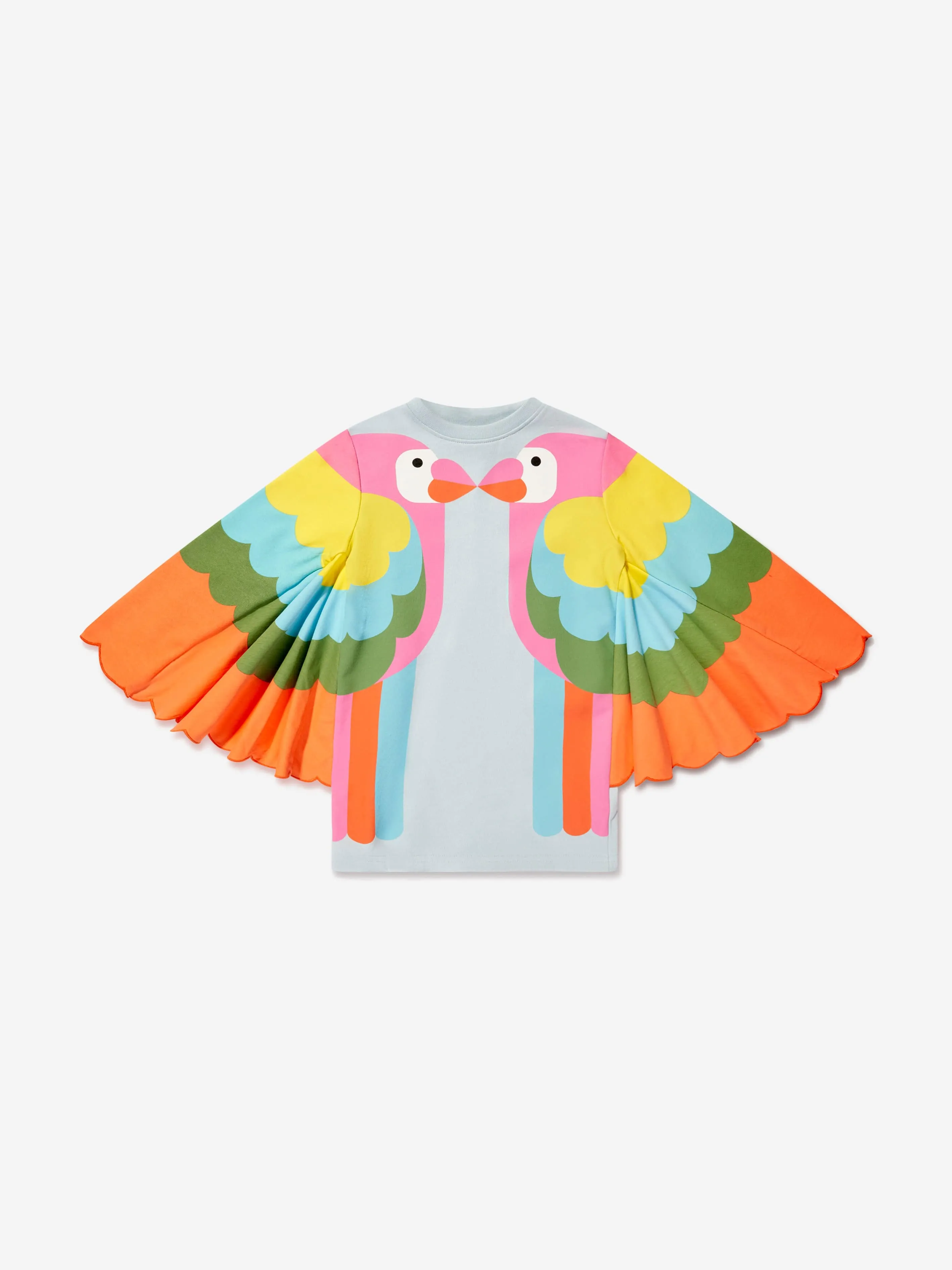 Stella McCartney Girls Parrot Sleeve Dress in Blue