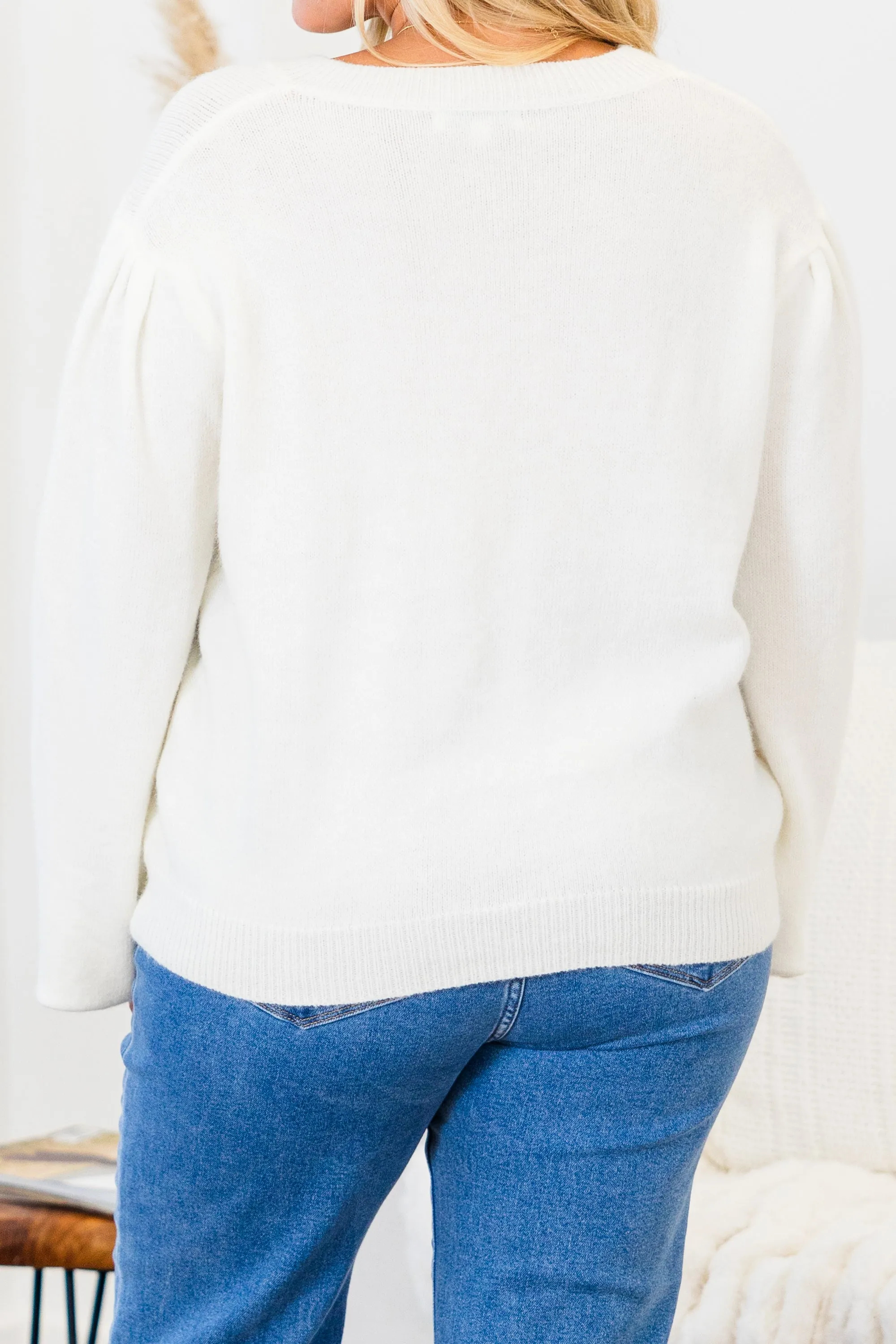 Straight To My Heart Sweater, White