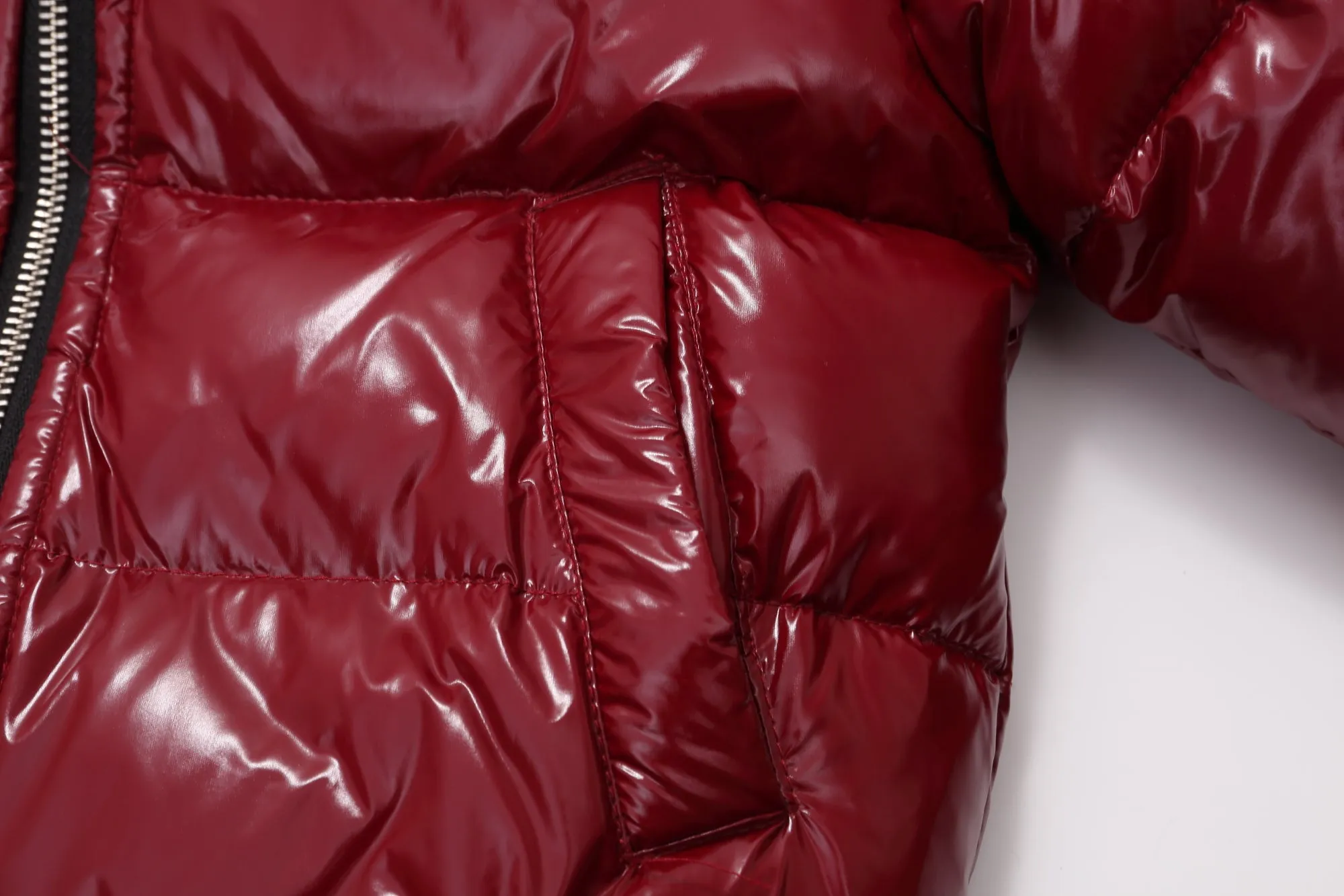 Striped Band Raccoon Fur Hood -Red