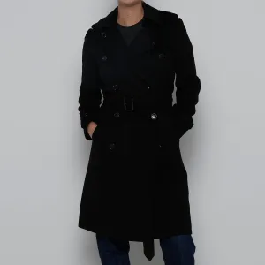 Wool Mix Double Breasted Belted Trench Coat - S