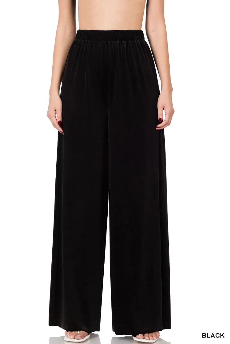 Zenana Velvet Wide Leg Pants (2 Colors)